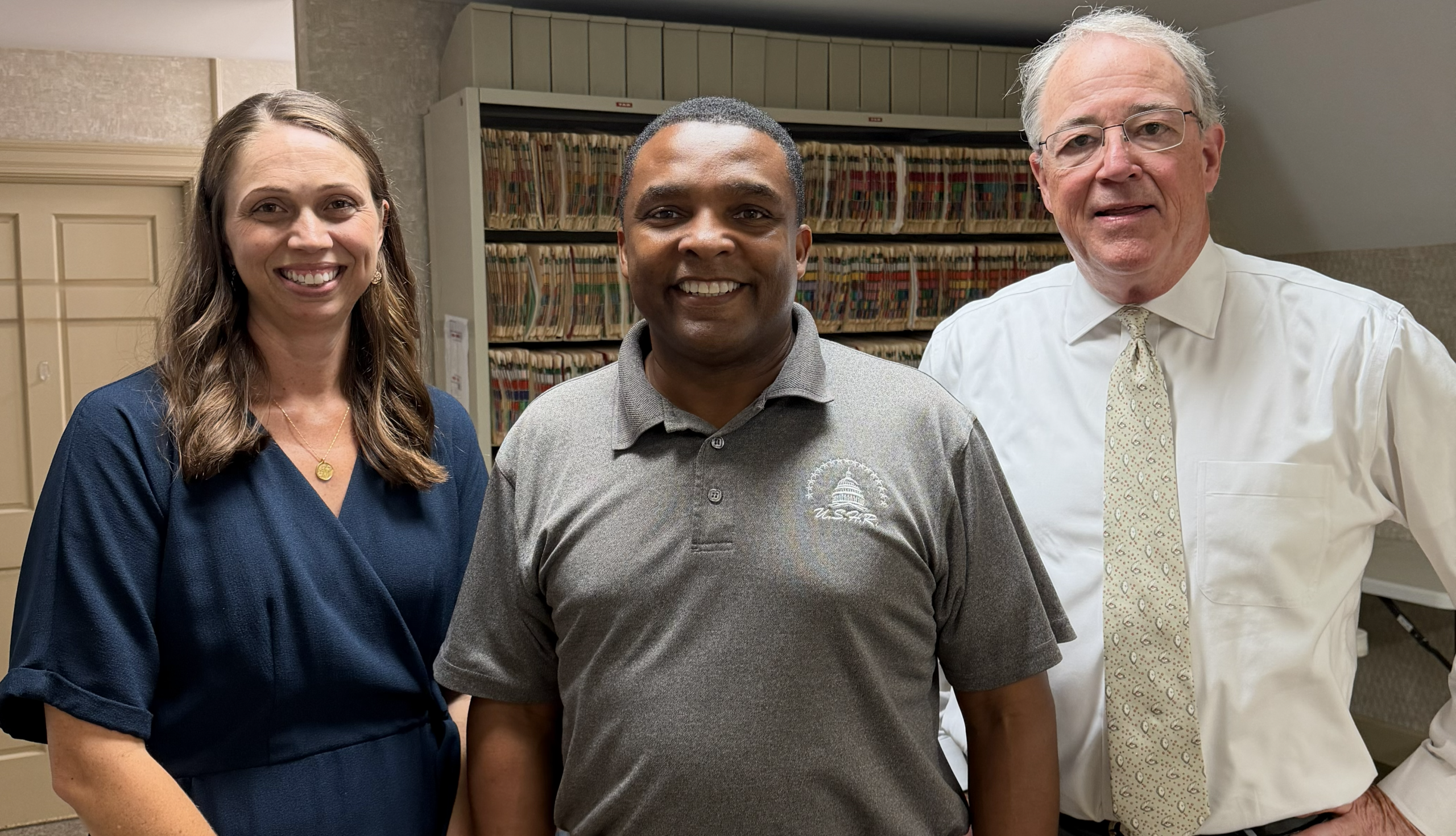 NCSEPS Past President Jennifer Jordan, MD (left) pictured with Rep. Don Davis (center) and NCSEPS lobbyist Alan Skipper